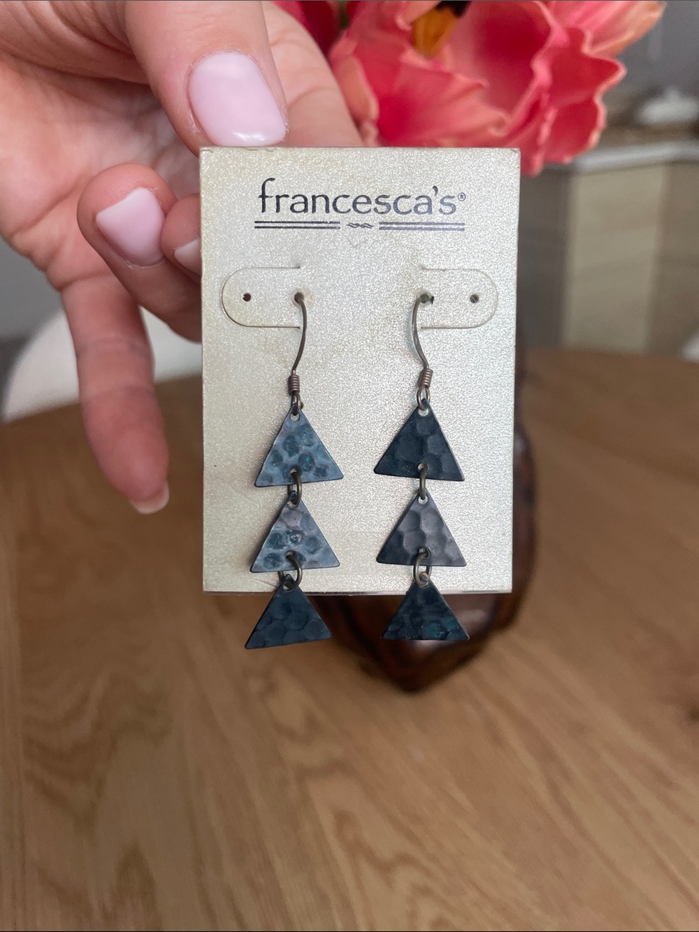 Francesca’s Hammered Triangle Dangle Earrings
